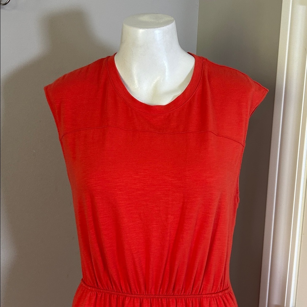 ME+EM Red Cut Out Back Midi Dress Organic Cotton Pockets Tie Back Sz 8 - Picture 4 of 16